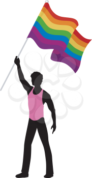 Illustration Featuring the Silhouette of a Man Carrying a Rainbow Flag