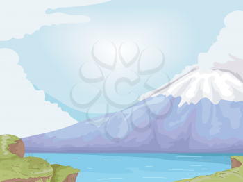 Illustration Featuring Mt. Fuji of Japan