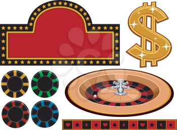 Illustration of Different Items Usually Associated With Casinos
