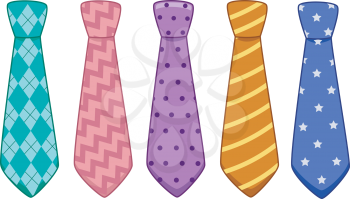 Illustration of Neckties With Different Colors and Patterns