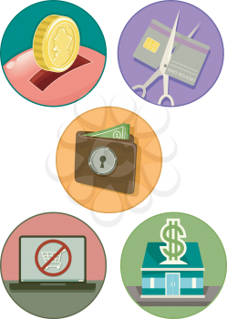 Icon Illustration of Different Items Commonly Associated With Savings