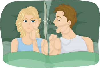 Illustration of a Woman Getting Irritated of Her Partner's Snoring