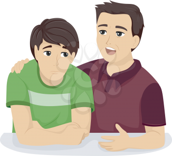 Illustration of a Father Giving His Teenage Son Some Advice