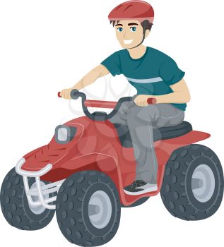 Illustration of a Teenage Boy Driving a Quad Bike