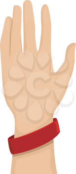 Cropped Illustration of an Arm Wearing a Red Baller Bracelet