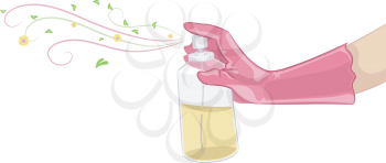 Illustration of a Hand Spraying Organic Air Freshener