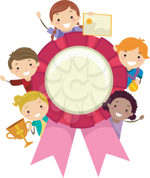 Stickman Illustration of Kids Holding Different Awards