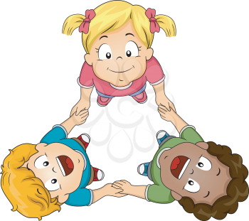 Illustration of Kids Huddling Together to Form a Circle