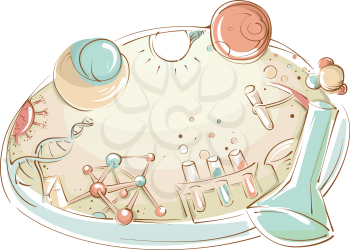 Illustration of a Science Laboratory Filled With Laboratory Tools