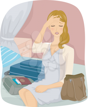 Jet Lag Girl/Illustration of a Woman Suffering From Jet Lag