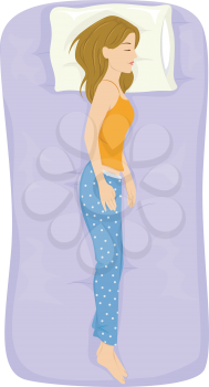 Illustration of a Girl Sleeping in the Log Position