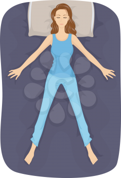 Illustration of a Girl Sleeping in the Starfish Position