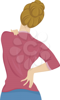 Illustration of a Woman Suffering From Back Pain