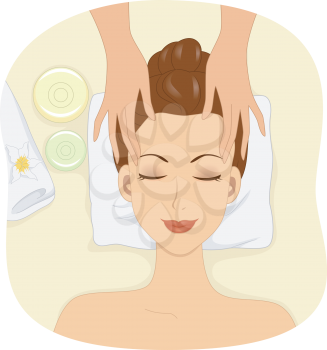 Illustration of a Woman Having Facial Mask Applied to Her Face