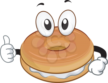 Mascot Illustration of a Bagel Giving a Thumbs Up