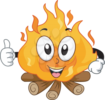 Mascot Illustration of a Bonfire Giving a Thumbs Up