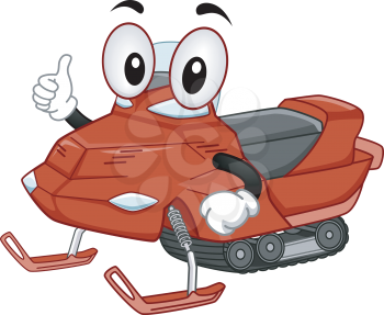 Mascot Illustration of a Snow Mobile Giving a Thumbs Up