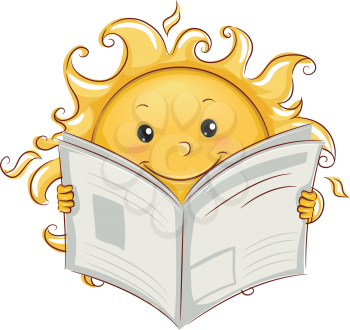 Illustration of the Sun Reading the Newspaper