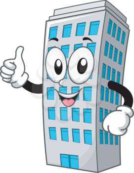 Mascot Illustration of a Building Giving a Thumbs Up