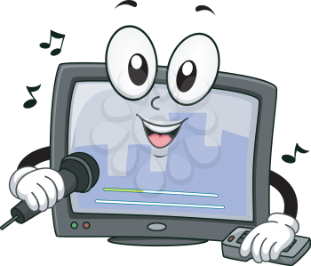 Mascot Illustration of a Karaoke Machine Singing