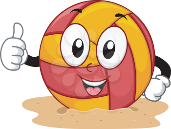 Mascot Illustration of a Beach Volleyball Giving a Thumbs Up