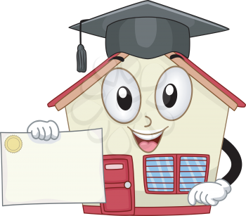 Mascot Illustration of a School Holding a Diploma