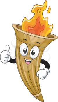 Mascot Illustration of a Flaming Torch Giving a Thumbs Up