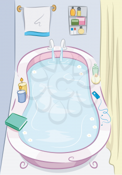 Background Illustration of a Bath Tub Filled With Water