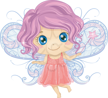 Illustration of a Cute Little Girl Dressed as a Fairy