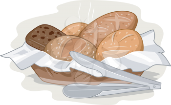 Illustration of a Basket Full of Bread Fresh Off the Oven