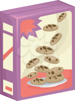 Illustration of a Box of Chocolate Chip Cookies