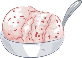 Illustration of a Bowl of Mouth Watering Strawberry Ice Cream
