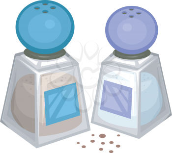 Illustration of a Salt and Pepper Shakers Standing Side by Side