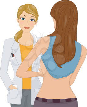 Illustration of a Girl Undergoing a Breast Examination