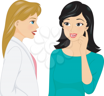 Illustration of a Girl Showing Her Wrinkles to Her Cosmetic Surgeon