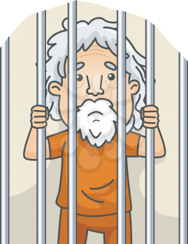 Illustration of a Senior Citizen Still Serving His Sentence in Jail