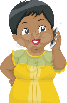 Illustration of a Female Senior Citizen Talking on the Phone