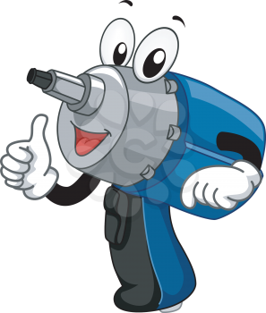 Mascot Illustration of an Impact Wrench Giving a Thumbs Up