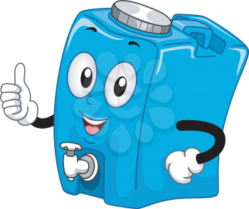 Mascot Illustration of a Water Container Giving a Thumbs Up
