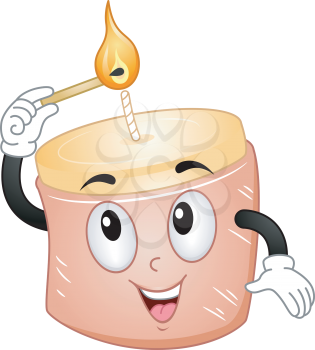 Mascot Illustration of a Candle Lighting Itself