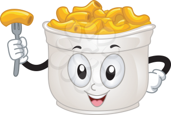 Mascot Illustration of a Cup of Mac and Cheese