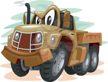 Mascot Illustration of a Brown Military Truck Smirking