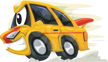 Mascot Illustration of a Racing Car Revving Furiously