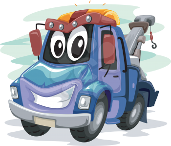 Mascot Illustration of a Tow Truck Smiling Widely