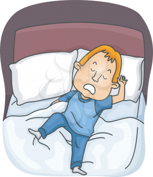 Illustration of a Man Who Keeps on Moving While Sleeping