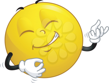 Mascot Illustration of a Smiley Doing Air Guitar