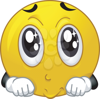 Mascot Illustration of a Smiley Doing a Puppy Dog Face