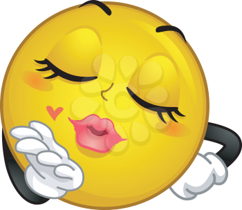 Mascot Illustration of a Smiley Blowing a Kiss