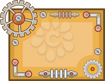 Steampunk Themed Background Illustration of Cogwheels and Gears