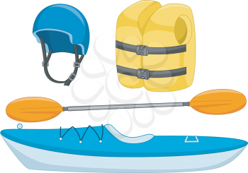 Illustration of Different Objects Used in Kayaking